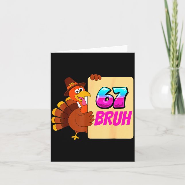 Cartão Funny Thanksgiving 67 Baseball Drip Gobble Turkey  (Frente)