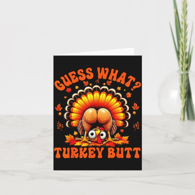 Cartão Funny Thanksgiving Guess What Turkey Butt Couples  (Frente)