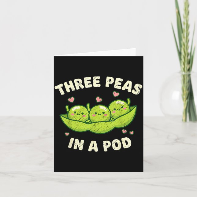 Cartão Funny Three Peas In A D Cute Kawaii  (Frente)