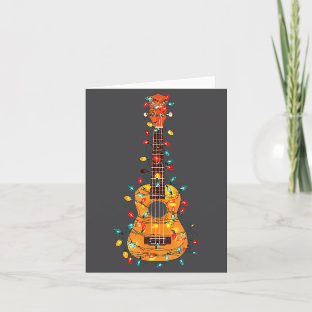 Cartão Funny Ukulele Christmas Graphics Lights Lover Play (Frente)