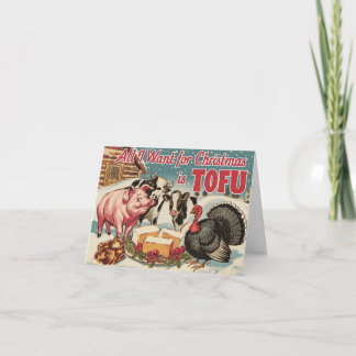 Cartão Funny Vegan Vegetarian Christmas Tofu
