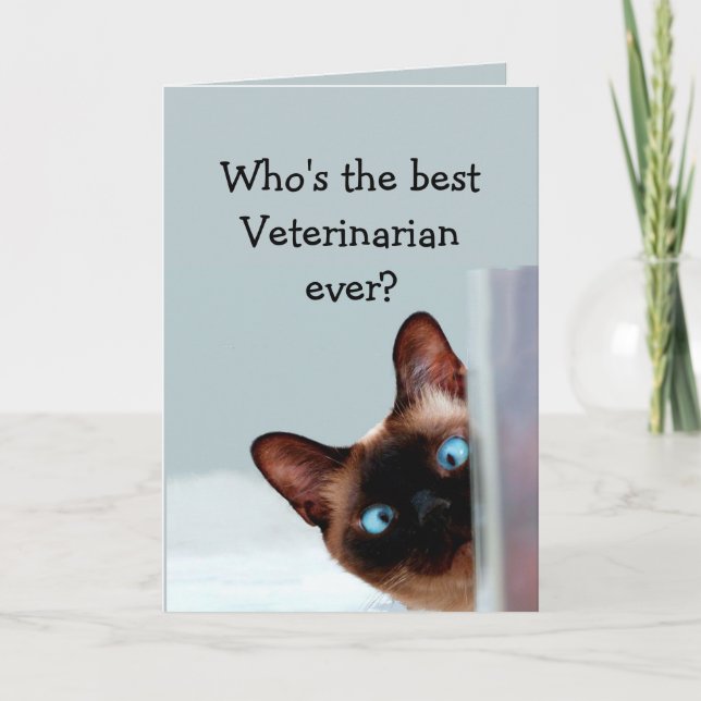 Cartão Funny Veterinarian Thank You Wishes Siamese Cat (Frente)