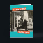 Cartão Funny Vintage Cop Escrevendo Passagem de Aniversár<br><div class="desc">Esta foto de um policial de motocicleta escrevendo que uma passagem foi tirada na década de 1950. Uma reviravolta engraçada sobre a Miranda Rights.</div>