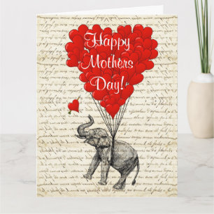 Cartão funny vintage elephant mothers day