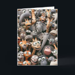 Cartão Funny Wildlife Group Birthday<br><div class="desc">Grupo de elefantes,  macacos,  girafas e outros animais selvagens cartunistas loucos,  para o aniversário do grupo. O texto pode ser alterado.</div>