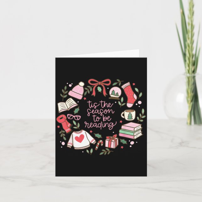 Cartão Funny Xmas Tis The Season To Be Reading Books Paja (Frente)