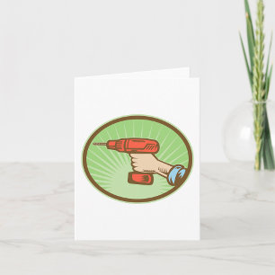 Cartão Furadeira Elétrica Sem Fio Retro Handyman