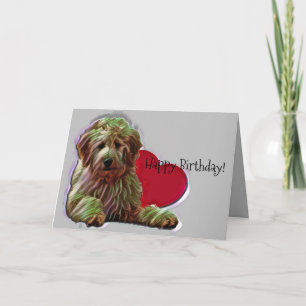 Cartão Furry Apricot Goldendoodle Digital Love Heart