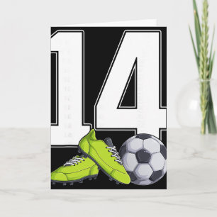 Cartão Futebol Aniversário de 14 anos Footller Meninos de