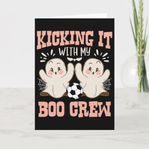 Cartão Futebol Assustador de Halloween Chutando com Meu A