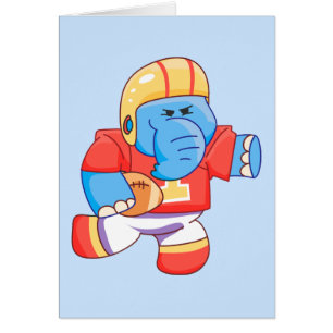 Cartão Futebol azul do elefante de Lil