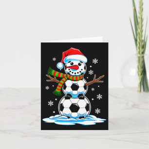 Cartão Futebol Ball Snowman Santa Hat, período de inverno
