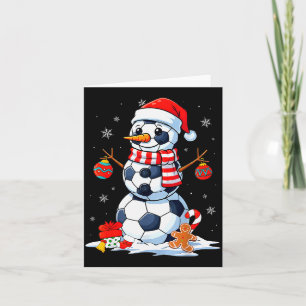 Cartão Futebol de Natal Funny Snowman Homens Meninos Cria