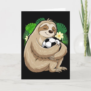 Cartão Futebol de Preguiça Preguiça Fofa Segurando Bola d