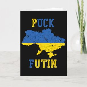 Cartão Futin de Puck Engraçado Eu Apoio a Paz na Ucrânia