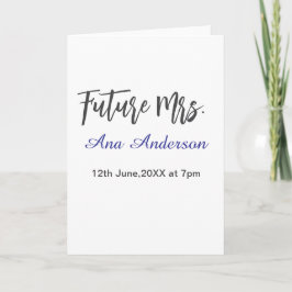 Cartão Future mrs surname bride to be purple gray name da