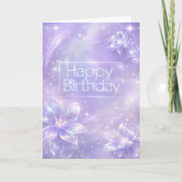 Cartão Futuristic Digital Lavender Holographic Birthday