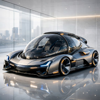 Cartão Futuristic High-Tech Concept Car Design Print