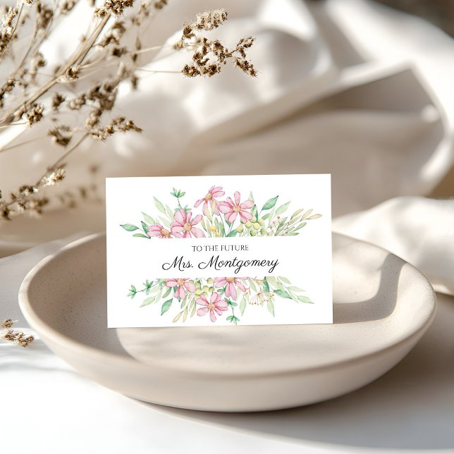 Cartão Futuro Parabéns Florais da Sra. Chá de panela (Criador carregado)