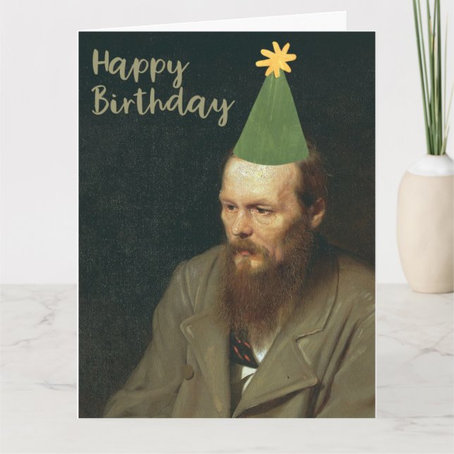 Cartão Fyodor Dostoevsky Diz Feliz Aniversário! (Frente)