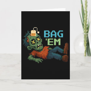 Cartão G em Pixel Zumbi Chá G Halloween Npc Gamer Meme 