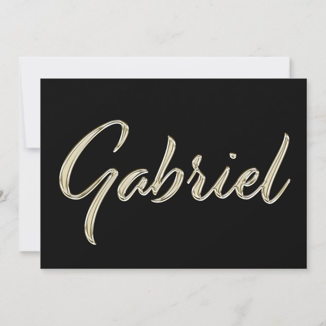 Cartão Gabriel Name white gold Handwriting Karte (Frente)