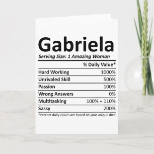 Cartão Gabriela Nutrição Nome Personalizado Divertido Nat