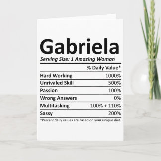 Cartão Gabriela Nutrição Nome Personalizado Divertido Nat