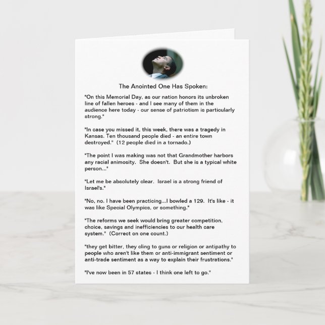 Cartão Gafes de Obama - uma amostra (Frente)