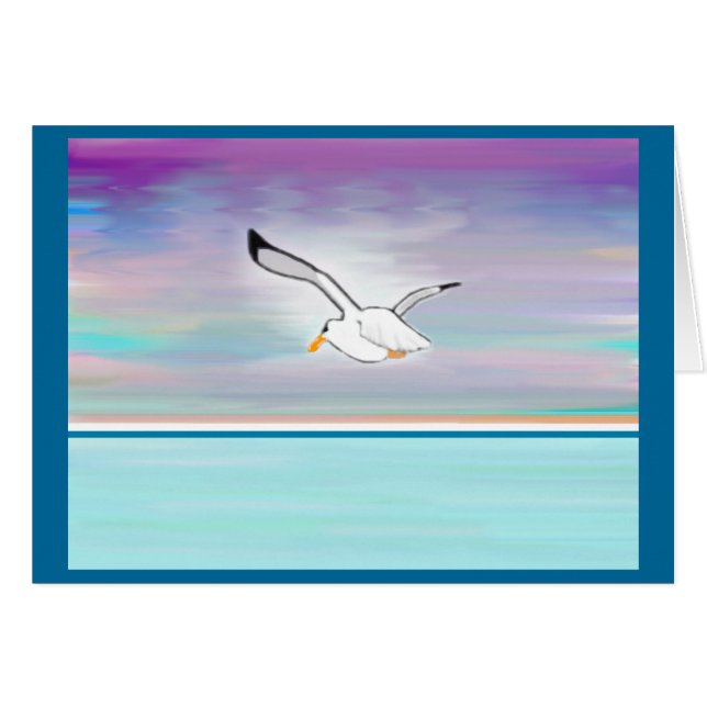 Cartão Gaivota sobre o mar (Frente Horizontal)