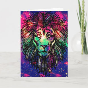 Cartão Galáxia do Hipster Rainbow Lion