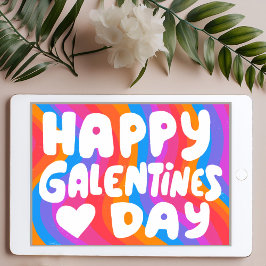 Cartão Galentine BubbleLetters Rainbow Groovy Retro eCard
