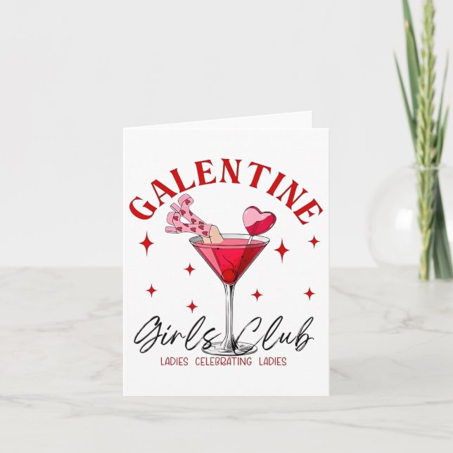 Cartão Galentine Girls Club Ladies Celebrando Mulheres (Frente)