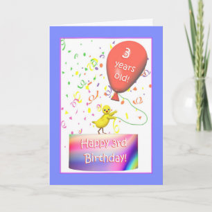 Cartão Galinha aniversário de 3 anos feliz
