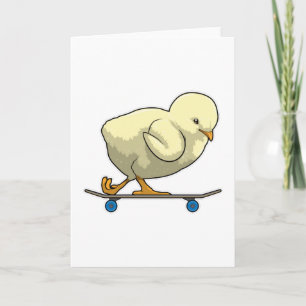 Cartão Galinha como Patinador com Skate