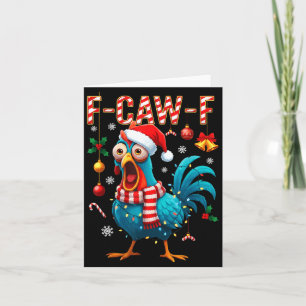 Cartão Galinha de Natal engraçada F-caw-f Luzes de Natal 