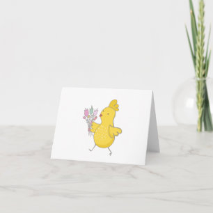 Cartão Galinha de Páscoa de desenho com VAZIO de flores
