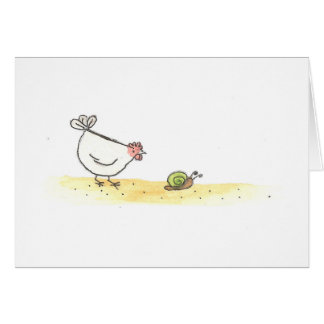 Cartão Galinha e caracol brancos