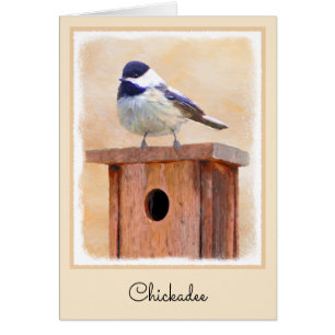 Cartão Galinha em Birdhouse Pintura Original de Pássaros