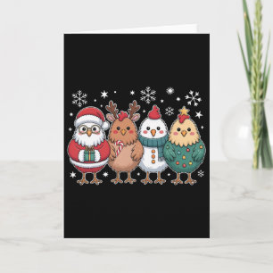 Cartão Galinha engraçada árvore de Natal Papai Noel Natal