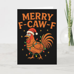 Cartão Galinha engraçada de Natal Galo Alegre Rooster F-c