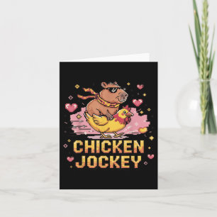 Cartão Galinha Jockey Capybara Andando Pixel Art Gamer Me
