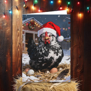 Cartão Galinha Polonesa Festiva e Piadas de Natal   Diver