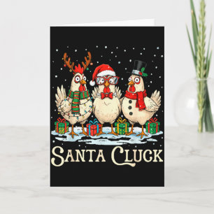 Cartão Galinha Santa Cluck Natal Animal de Fazenda Engraç