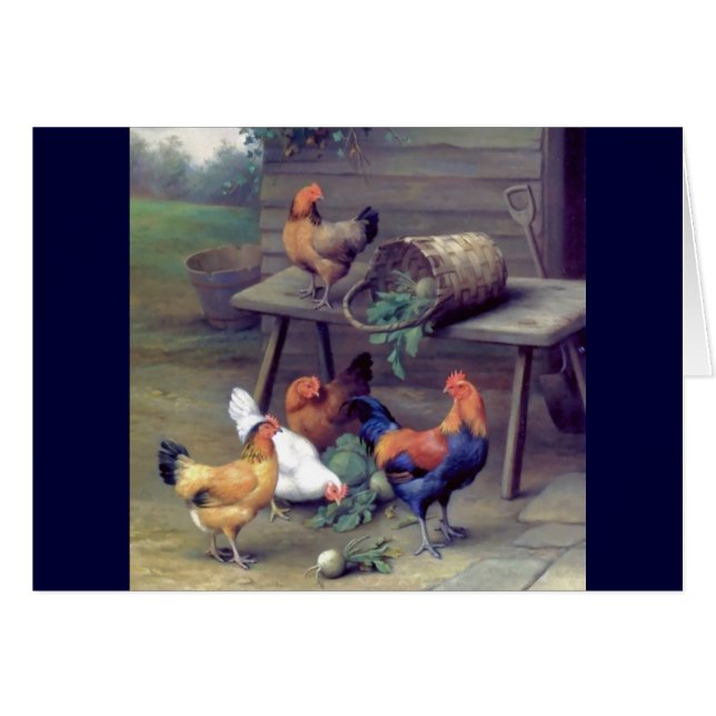Cartão Galinhas da cesta do nabo do galo (Frente Horizontal)