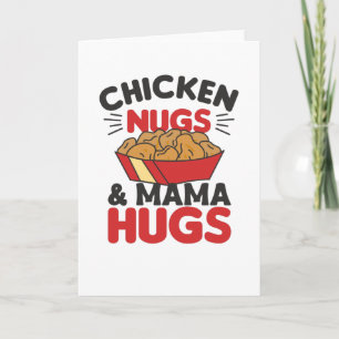 Cartão Galinhas Nugs E Mamãe Abraçam Nuggets De Comida En