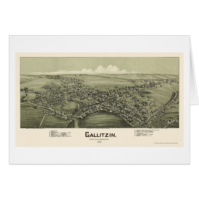Cartão Gallitzin, mapa panorâmico do PA - 1901 (Frente Horizontal)