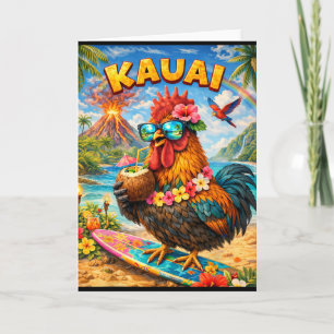 Cartão Galo de frango Kauai Café Coco no Havaí