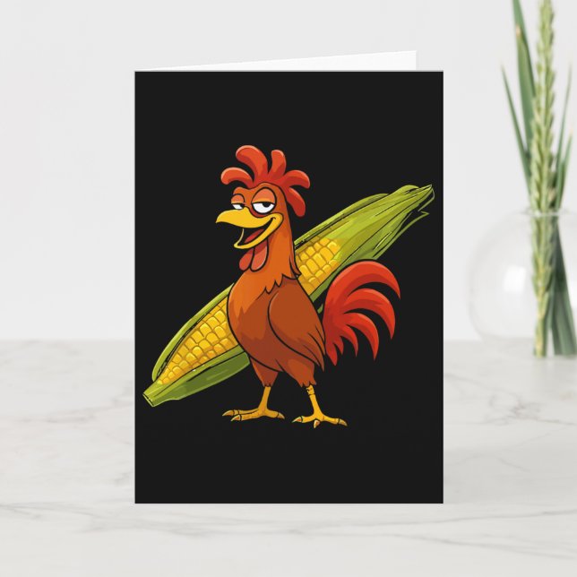 Cartão Galo Engraçado Com Milho Thanksgiving Frango F (Frente)