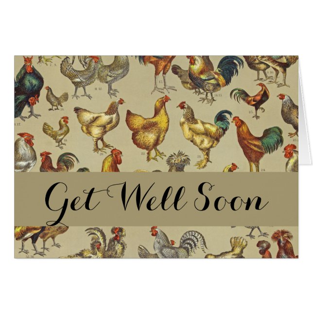 Cartão Galo Galinha-Fazenda Animal (Frente Horizontal)